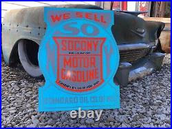 Antique Vintage Old Style Socony Standard Oil Reflective Sign