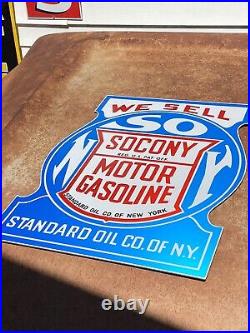 Antique Vintage Old Style Socony Standard Oil Reflective Sign