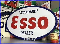 Antique Vintage Old Style Standard Esso Oval Dealer Sign