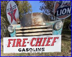 Antique Vintage Old Style Texaco Fire Chief Sign