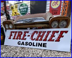 Antique Vintage Old Style Texaco Fire Chief Sign