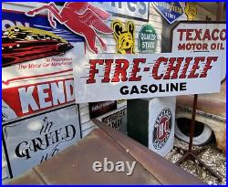 Antique Vintage Old Style Texaco Fire Chief Sign