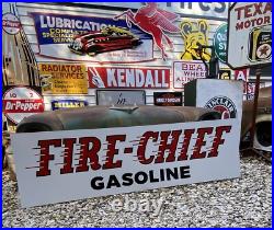Antique Vintage Old Style Texaco Fire Chief Sign
