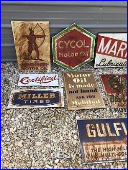 Antique Vintage Old Style Texaco Gulf Mobil Blemish Signs