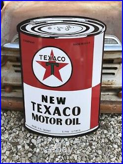 Antique Vintage Old Style Texaco Oil Can Sign