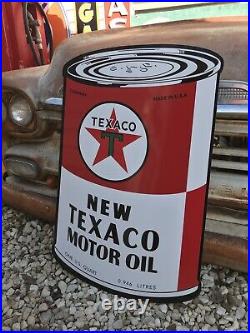 Antique Vintage Old Style Texaco Oil Can Sign