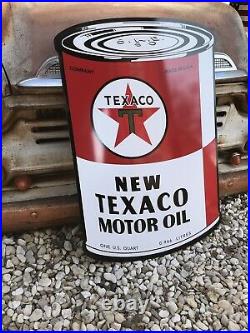 Antique Vintage Old Style Texaco Oil Can Sign
