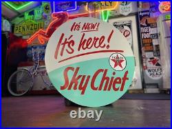 Antique Vintage Old Style Texaco Sky Chief Introduction Sign