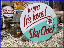 Antique Vintage Old Style Texaco Sky Chief Introduction Sign