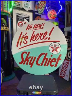 Antique Vintage Old Style Texaco Sky Chief Introduction Sign