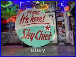 Antique Vintage Old Style Texaco Sky Chief Introduction Sign