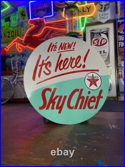 Antique Vintage Old Style Texaco Sky Chief Introduction Sign