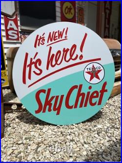 Antique Vintage Old Style Texaco Sky Chief Introduction Sign