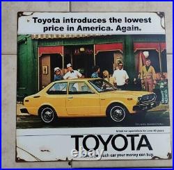 Antique Vintage Old Style Toyota advertising Sign Corolla KE20 extremely Rare