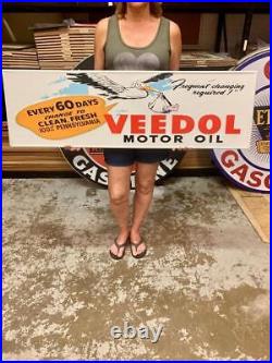 Antique Vintage Old Style Veedol Motor Oil Sign 48 Long Made USA