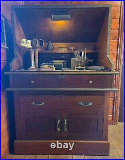 Antique Vintage Sea Captain's Desk Table Old World Style Nautical Rustic Decor