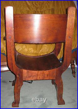 Antique Wood Barrel Style Captains Chair Carved Old Man Winter Lion & Claw Feet