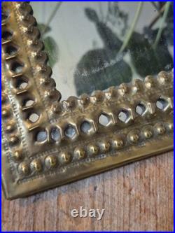 Antique vintage old Arts and Crafts Style Brass morrocan mirror