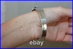 Armenian Spirit Silver 925 women cuff bracelet big green jade vintage old style