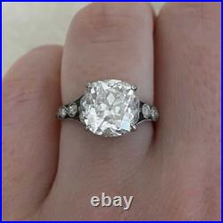 Art Deco Style Old Mine Cushion Cut Moissanite Vintage Engagement & Wedding Ring