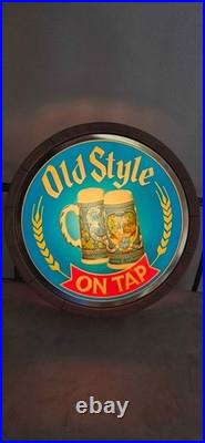 Authentic Vintage 1983 Heileman's OLD STYLE Lighted ON TAP Beer Mugs Sign L@@K