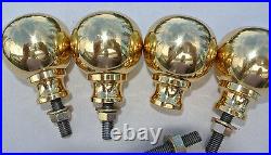 BED KNOBS 4 solid Brass small 2.1/4 high old style COT heavy vintage polished B