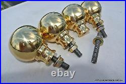 BED KNOBS 4 solid Brass small 2.1/4 high old style COT heavy vintage polished B