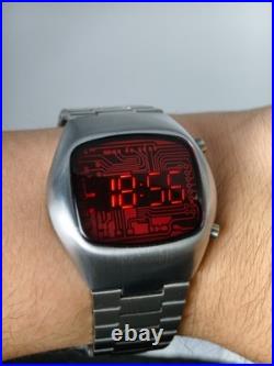 BENLYWATCH 1970s Old Vintage Red LED Digital Watch for Men Dot Matrix Display