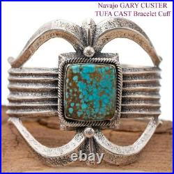 BIG Navajo TUFA CAST Bracelet #8 Number Eight Turquoise Vintage Old Style Heavy