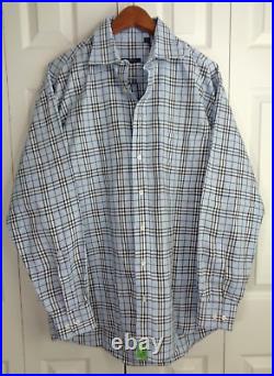 BURBERRY LONDON Men's L Shirt NOVA Check Cotton LONG Sleeve Blue Plaid Button Up