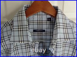 BURBERRY LONDON Men's L Shirt NOVA Check Cotton LONG Sleeve Blue Plaid Button Up