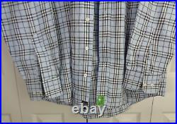 BURBERRY LONDON Men's L Shirt NOVA Check Cotton LONG Sleeve Blue Plaid Button Up