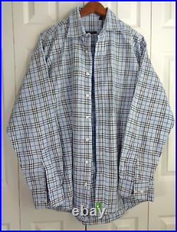 BURBERRY LONDON Men's L Shirt NOVA Check Cotton LONG Sleeve Blue Plaid Button Up