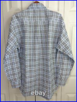 BURBERRY LONDON Men's L Shirt NOVA Check Cotton LONG Sleeve Blue Plaid Button Up