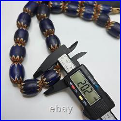 Big size Vintage Venetian Style Old Blue Chevron Glass Beads Long Strand Ch-3 Big size Vintage Venetian Style Old Blue Chevron Glass Beads Long Strand Ch-3