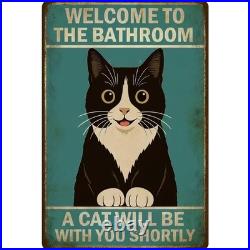Black Cat Bathroom Sign Aluminum Sign Retro Fun Metal Many Sizes