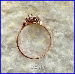 Black Friday! Vintage 14K Rose Gold Old Miner's Diamond Ring Victorian Style