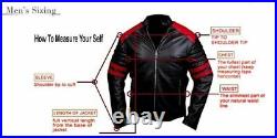 Black Leather Jacket Men OLD SCHOOL Biker Vintage Cafe Racer Leather Jacket /T