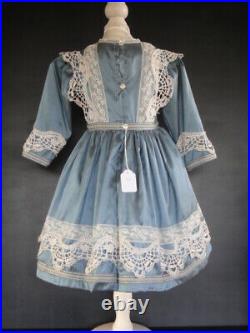 Blue silk Doll Dress for 28-29 doll Antique / Modern dolls Old style BRU