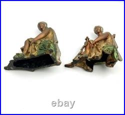 Bookends Greek Lady Metal Pair Figurine Old World Style Beautiful Vintage Decor