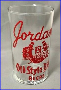 C 1940 JORDAN Minnesota OLD STYLE BREW BEER Horseshoe GLASS Original VINTAGE