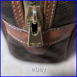 CELINE Macadam Half Moon Vintage Leather Handbag Brown Old Style Authentic A1336