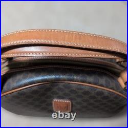 CELINE Macadam Half Moon Vintage Leather Handbag Brown Old Style Authentic A1336