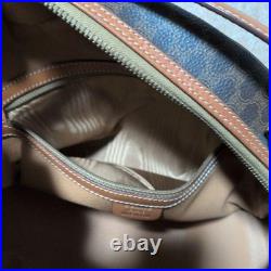 CELINE Macadam Half Moon Vintage Leather Handbag Brown Old Style Authentic A1336