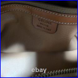 CELINE Macadam Half Moon Vintage Leather Handbag Brown Old Style Authentic A1336