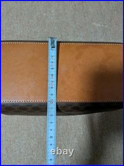 CELINE Macadam Half Moon Vintage Leather Handbag Brown Old Style Authentic A1336