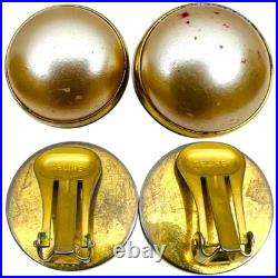 CELINE Vintage Gold Earrings with Faux Pearl, Large, Damaged, Old Style