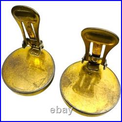 CELINE Vintage Gold Earrings with Faux Pearl, Large, Damaged, Old Style