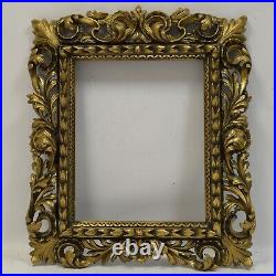 Ca. 1850 Old wooden Carved Florentine style painting mirror frame 16.9 x 13.8 in