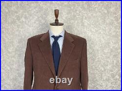 Canali Brown Velvet Cotton Old Money Style Italian Formal Suit 48, EU 58 W35 L31